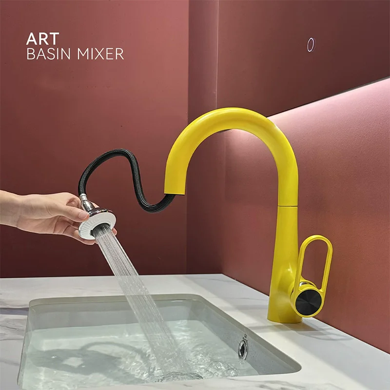 New Basin Faucet Hot Cold Bathroom Sink Mixer Brass White Functions Single Lever Lavatory Tap Pull Out Slid up Decked Sink Tap
New Basin Faucet Hot Cold Bathroom Sink Mixer Brass White Functions Single Lever Lavatory Tap Pull Out Slid up Decked Sink Tap