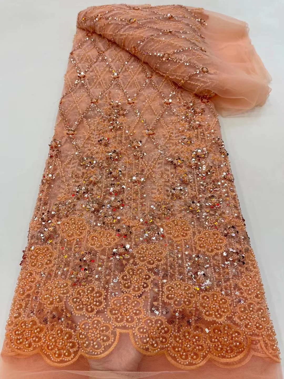 Luxury 3D Lace Fabric 5 Yards Dubai Hand Beaded Tulle Lace Fabric Embroidered Applique African Nigerian Fabric For Sewing
Luxury 3D Lace Fabric 5 Yards Dubai Hand Beaded Tulle Lace Fabric Embroidered Applique African Nigerian Fabric For Sewing