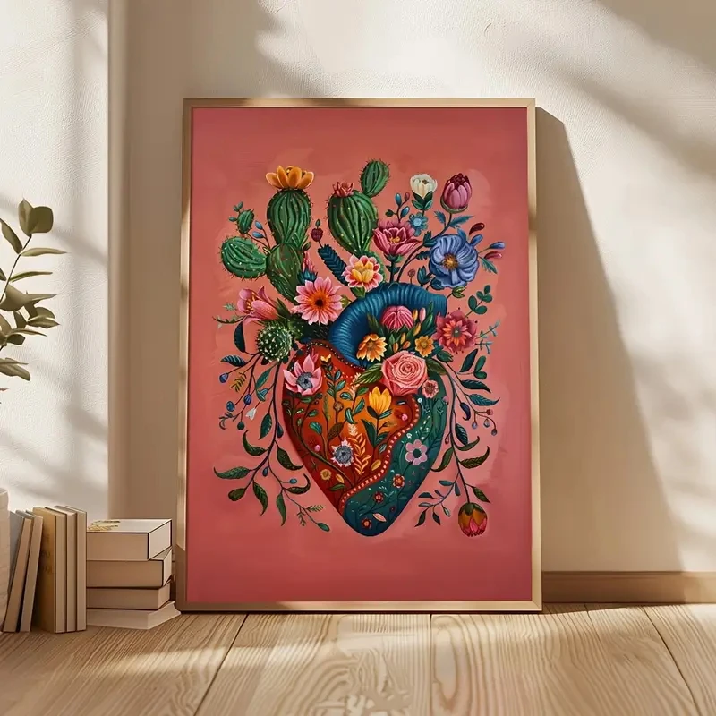 Bohemian Plant Flower Cactus Heart Wall Art, Bright Mexican-style Canvas Printing, Abstract and Simple Decoration
Bohemian Plant Flower Cactus Heart Wall Art, Bright Mexican-style Canvas Printing, Abstract and Simple Decoration