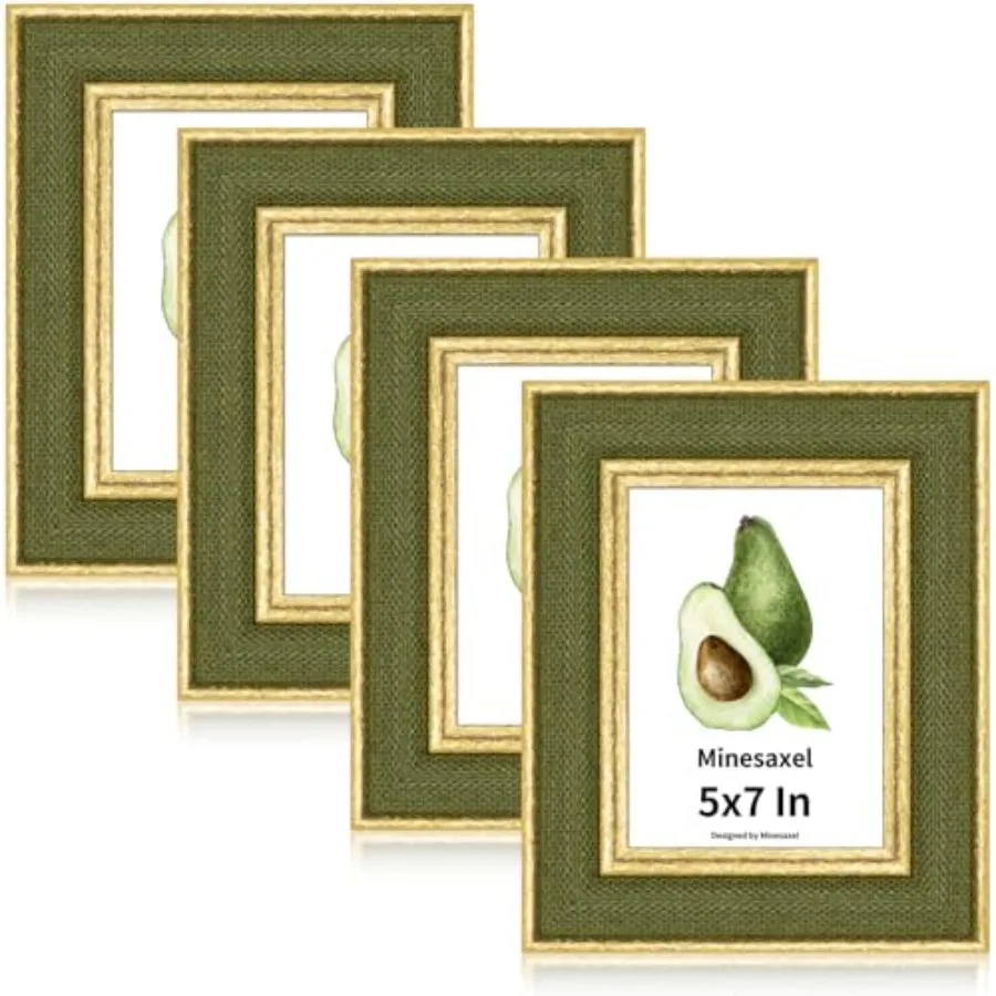 5x7 Picture Frame - Green Fabric and Rustic Gold Border HD Real Glass with Easel for Tabletop/Wall Family Photos, Cabin Decor 4
5x7 Picture Frame - Green Fabric and Rustic Gold Border HD Real Glass with Easel for Tabletop/Wall Family Photos, Cabin Decor 4