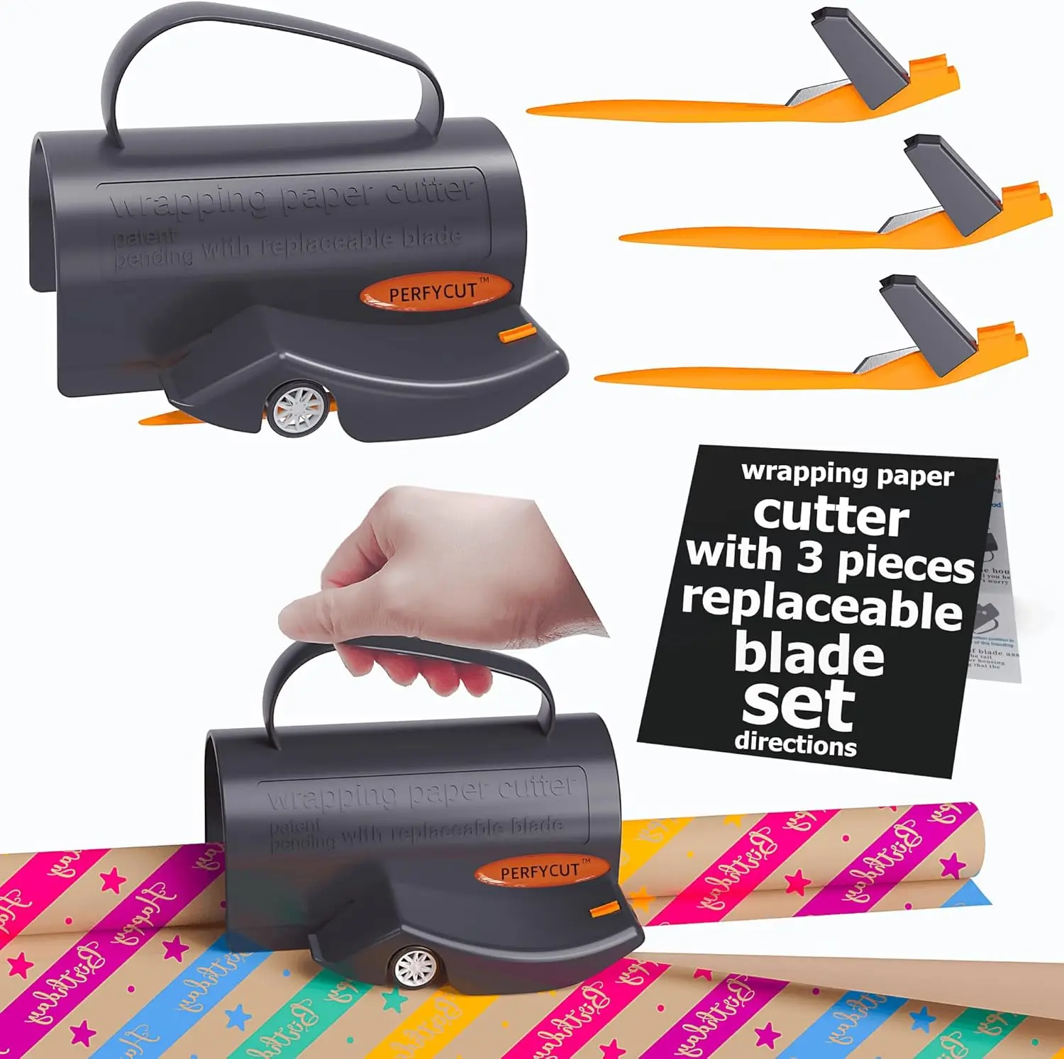 Wrapping Paper Cutter with 3 Replaceable Blades for Gift Wrapping, Christmas & Birthday Paper Roll Slicing Tool
Wrapping Paper Cutter with 3 Replaceable Blades for Gift Wrapping, Christmas & Birthday Paper Roll Slicing Tool