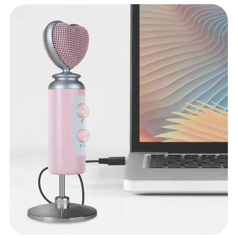 Professional USB Noise Reduction Pink Condenser Microphone For Mobile Phone PC Computer Live Streaming
Professional USB Noise Reduction Pink Condenser Microphone For Mobile Phone PC Computer Live Streaming
