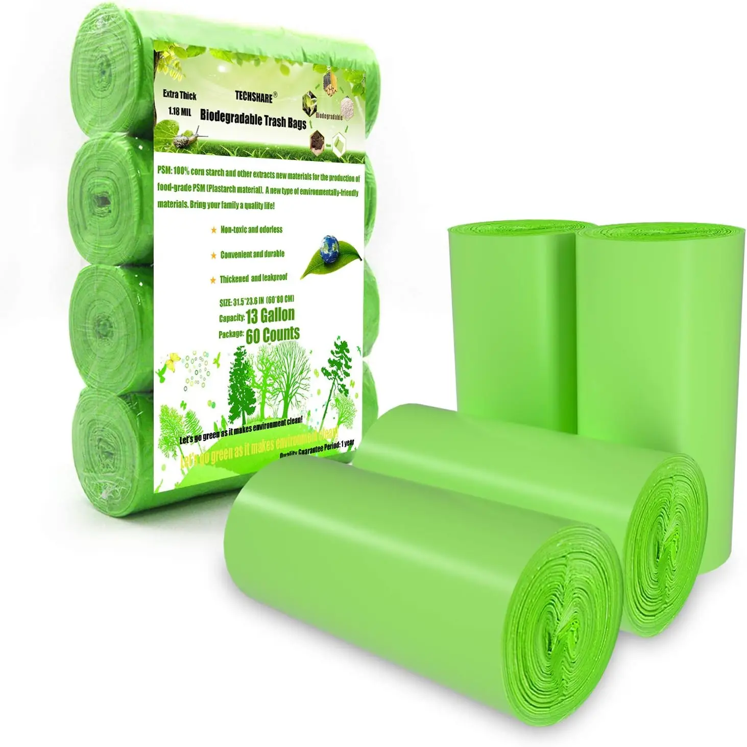 13 Gallon Biodegradable Trash Bags, Strong Rubbish Bags for Kitchen with Puncture Resistance and Load Capacity
13 Gallon Biodegradable Trash Bags, Strong Rubbish Bags for Kitchen with Puncture Resistance and Load Capacity