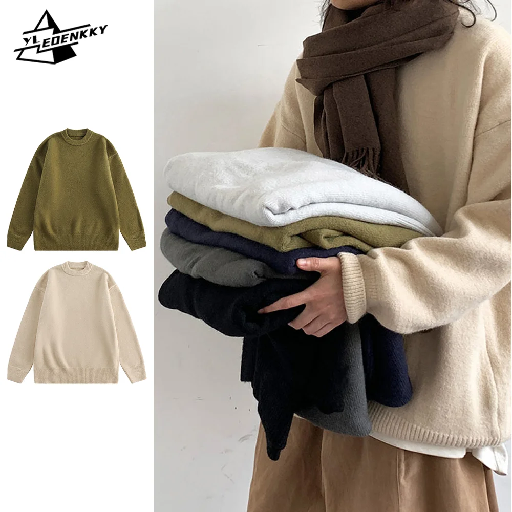 Japanese Vintage Sweater Men Women Preppy Solid Color Crewneck Knitwear Autumn Winter Thick Thermal Jumper Street Couple Sweater
Japanese Vintage Sweater Men Women Preppy Solid Color Crewneck Knitwear Autumn Winter Thick Thermal Jumper Street Couple Sweater