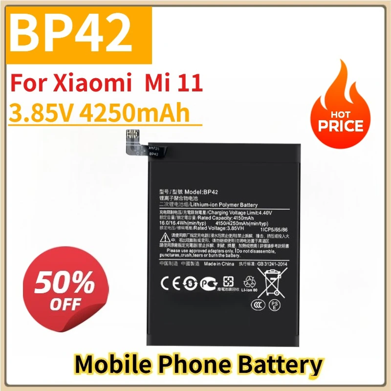 Аккумулятор мобильного телефона BP42 3,85 В 4250 мАч для Xiaomi Mi 11 Lite, высококачественные сменные аккумуляторы для телефона
Аккумулятор мобильного телефона BP42 3,85 В 4250 мАч для Xiaomi Mi 11 Lite, высококачественные сменные аккумуляторы для телефона