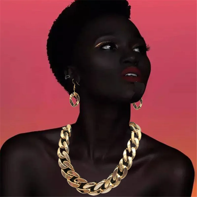 Exaggerated clavicle choker plastic electroplated chain collar women's necklace ear earrings bracelet set wholesale
Exaggerated clavicle choker plastic electroplated chain collar women's necklace ear earrings bracelet set wholesale
