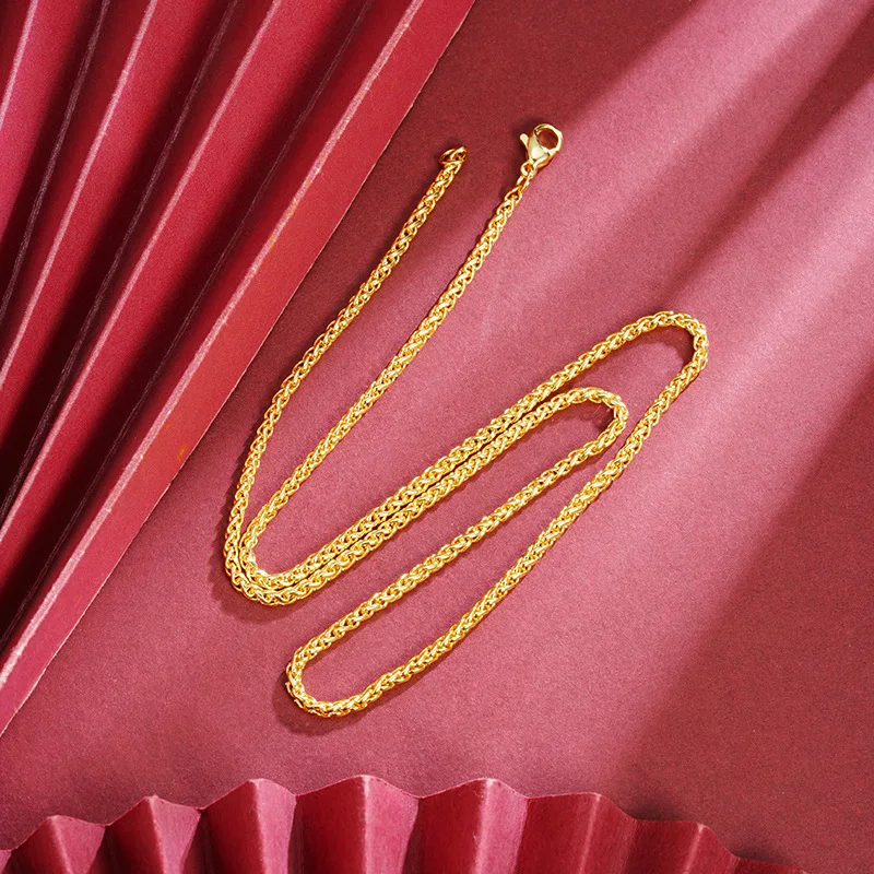 Luxury 24K 9999 Pure Gold real gold Women's ancient twist chain necklace
Luxury 24K 9999 Pure Gold real gold Women's ancient twist chain necklace