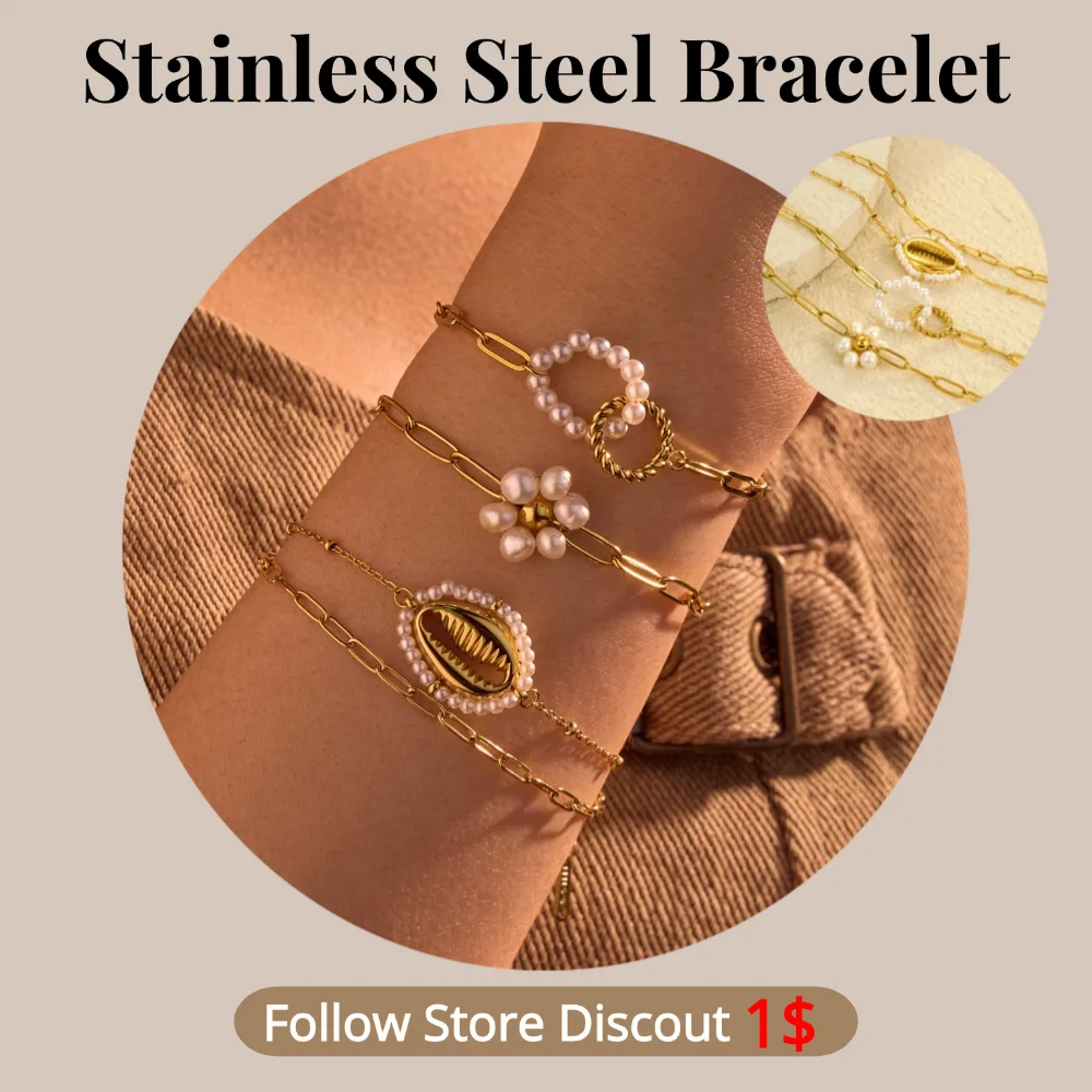 Stainless Steel Hoop Flower Pearl Bracelet Plated 18k Gold Non Tarnish Waterproof Trendy Fashion Jewelry Bracelet For Women Gift
Stainless Steel Hoop Flower Pearl Bracelet Plated 18k Gold Non Tarnish Waterproof Trendy Fashion Jewelry Bracelet For Women Gift