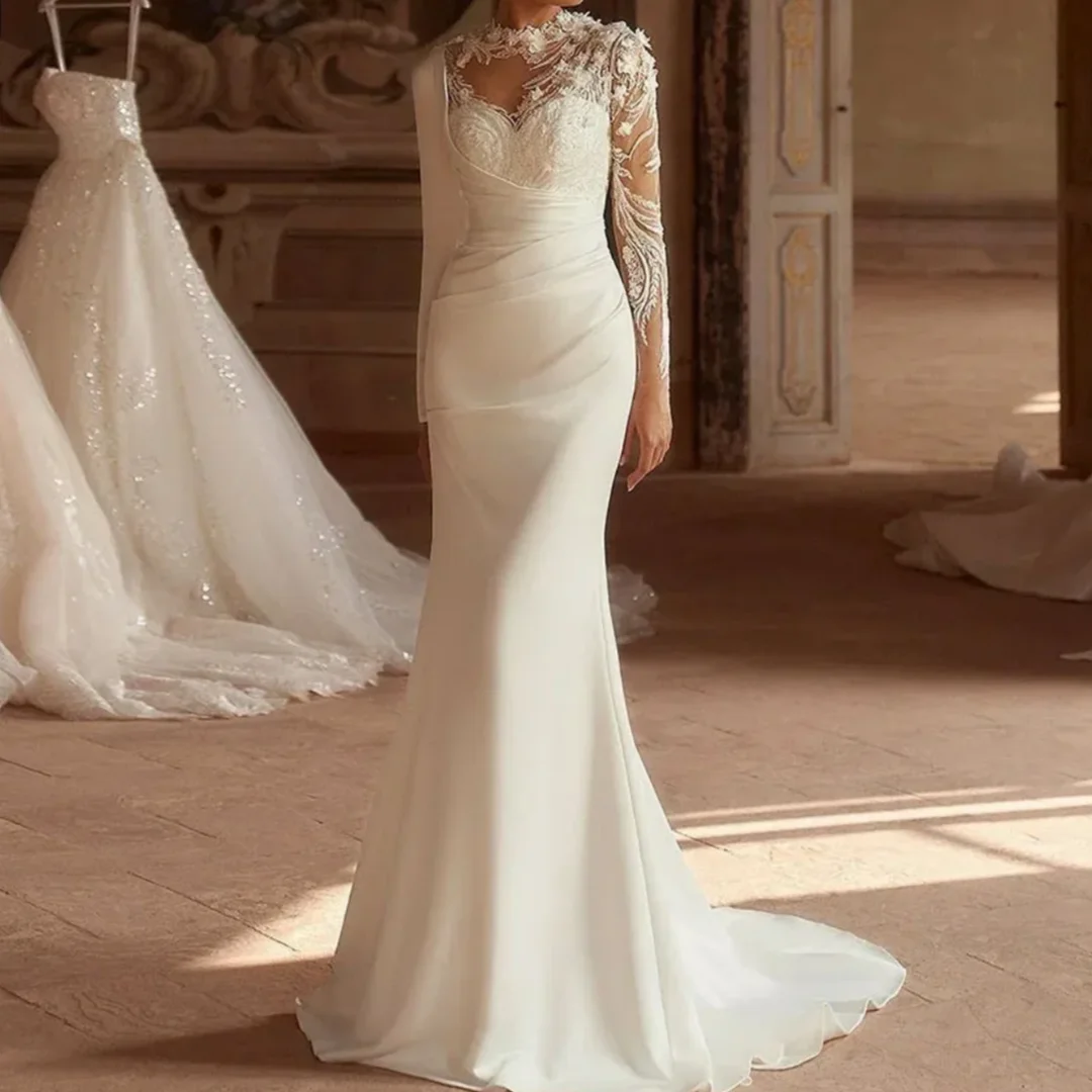 Elegant Detachable Train Mermaid Wedding Dresses Vestidos De Novia Lace Appliques Long Sleeves Bridal Gown Customized
Elegant Detachable Train Mermaid Wedding Dresses Vestidos De Novia Lace Appliques Long Sleeves Bridal Gown Customized