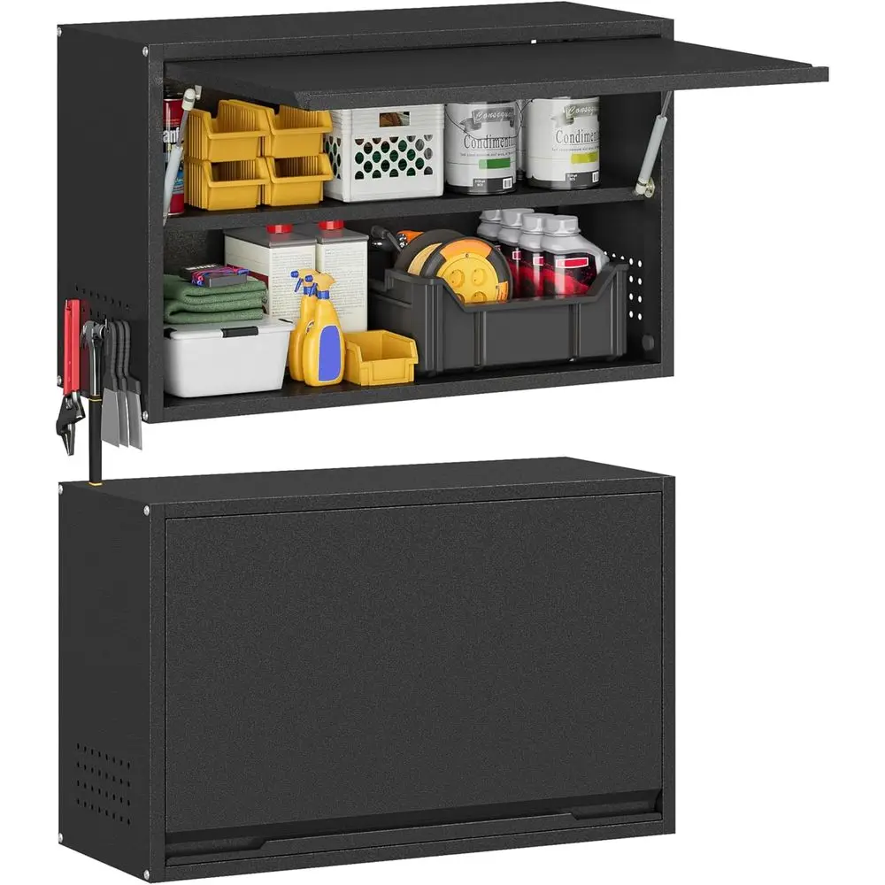 Black Metal Garage Wall Cabinet with Up-lip Door, Adjustable Shelving, and Pegboard for Tools, Kitchen, Garage, Workshop, Wareho
Black Metal Garage Wall Cabinet with Up-lip Door, Adjustable Shelving, and Pegboard for Tools, Kitchen, Garage, Workshop, Wareho