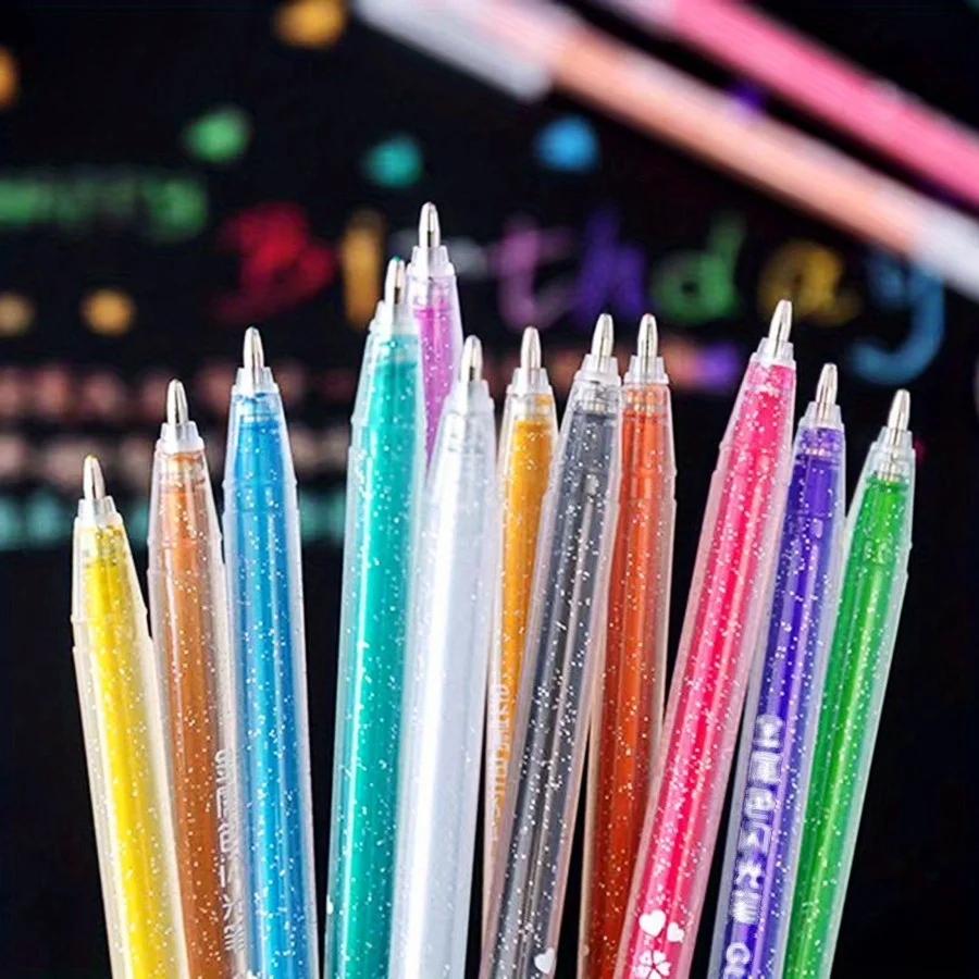 12Pcs/Set Sparkling Colorful Gel Pens Scrapbooking Journa Drawing Pen Graffiti Painting Tools Student Stationery School Supplies
12Pcs/Set Sparkling Colorful Gel Pens Scrapbooking Journa Drawing Pen Graffiti Painting Tools Student Stationery School Supplies