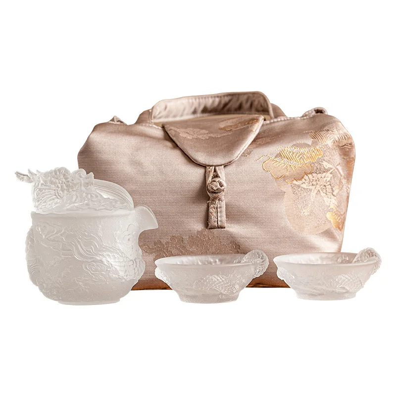 One pot of relief dragon pattern, two cups of high-end ancient glazed tea cups, teapot to make tea, household kung fu tea set
One pot of relief dragon pattern, two cups of high-end ancient glazed tea cups, teapot to make tea, household kung fu tea set