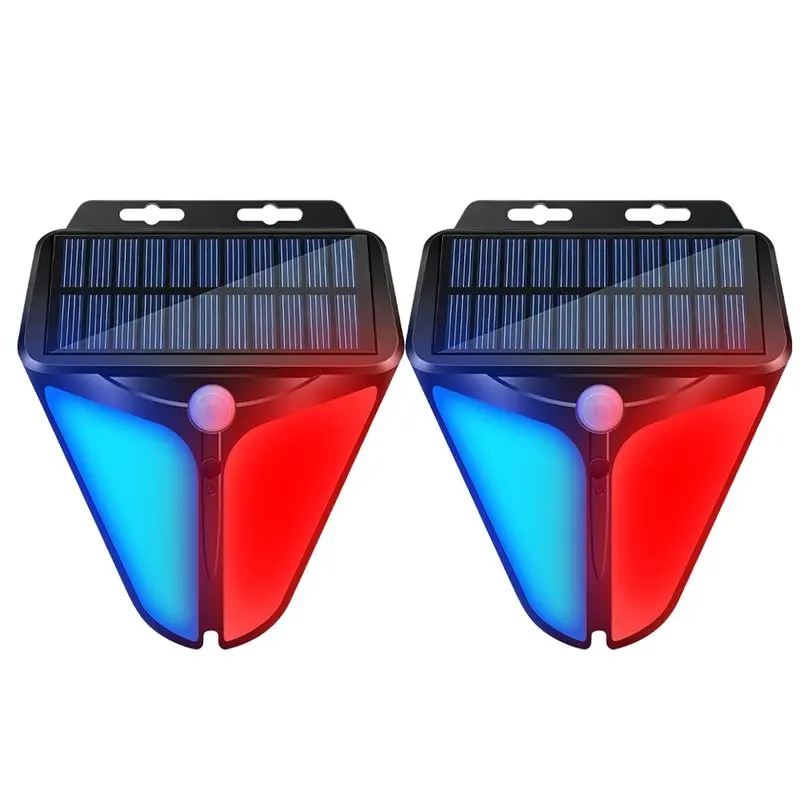 Motion Sensor Solar Strobe Warning Light With 90DB Loud Alarm, IP65 Waterproof For Outdoor Security Systems