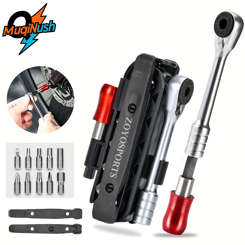 MuqiNush 14-In-1 Multi-Tool Set for Bicycles with Portable Ratchet Wrench, Tire Levers, And Gadgets for MTB And Road Bikes
MuqiNush 14-In-1 Multi-Tool Set for Bicycles with Portable Ratchet Wrench, Tire Levers, And Gadgets for MTB And Road Bikes