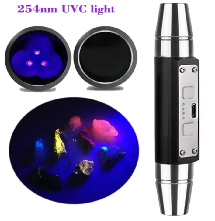 Shortwave UVC 254nm & Longwave 365nm 395nm UV Lamps USB Rechargeable Tagged Stamps Detector LED Flashlight With Black Filter
Shortwave UVC 254nm & Longwave 365nm 395nm UV Lamps USB Rechargeable Tagged Stamps Detector LED Flashlight With Black Filter