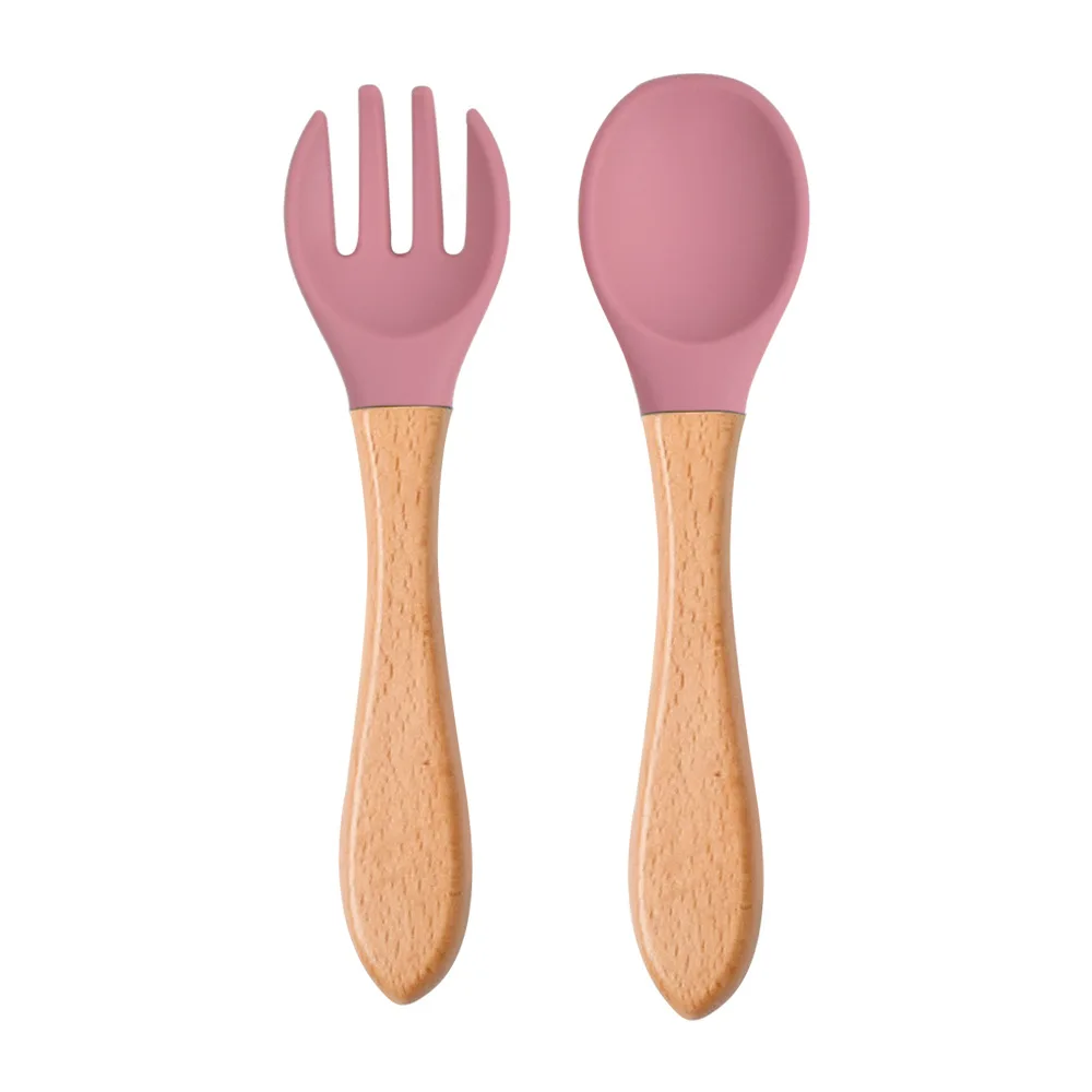 2pcs Food Grade Silicone Tips for Baby Training Spoon Fork with Wooden Handle Feeding Tableware Set
2pcs Food Grade Silicone Tips for Baby Training Spoon Fork with Wooden Handle Feeding Tableware Set