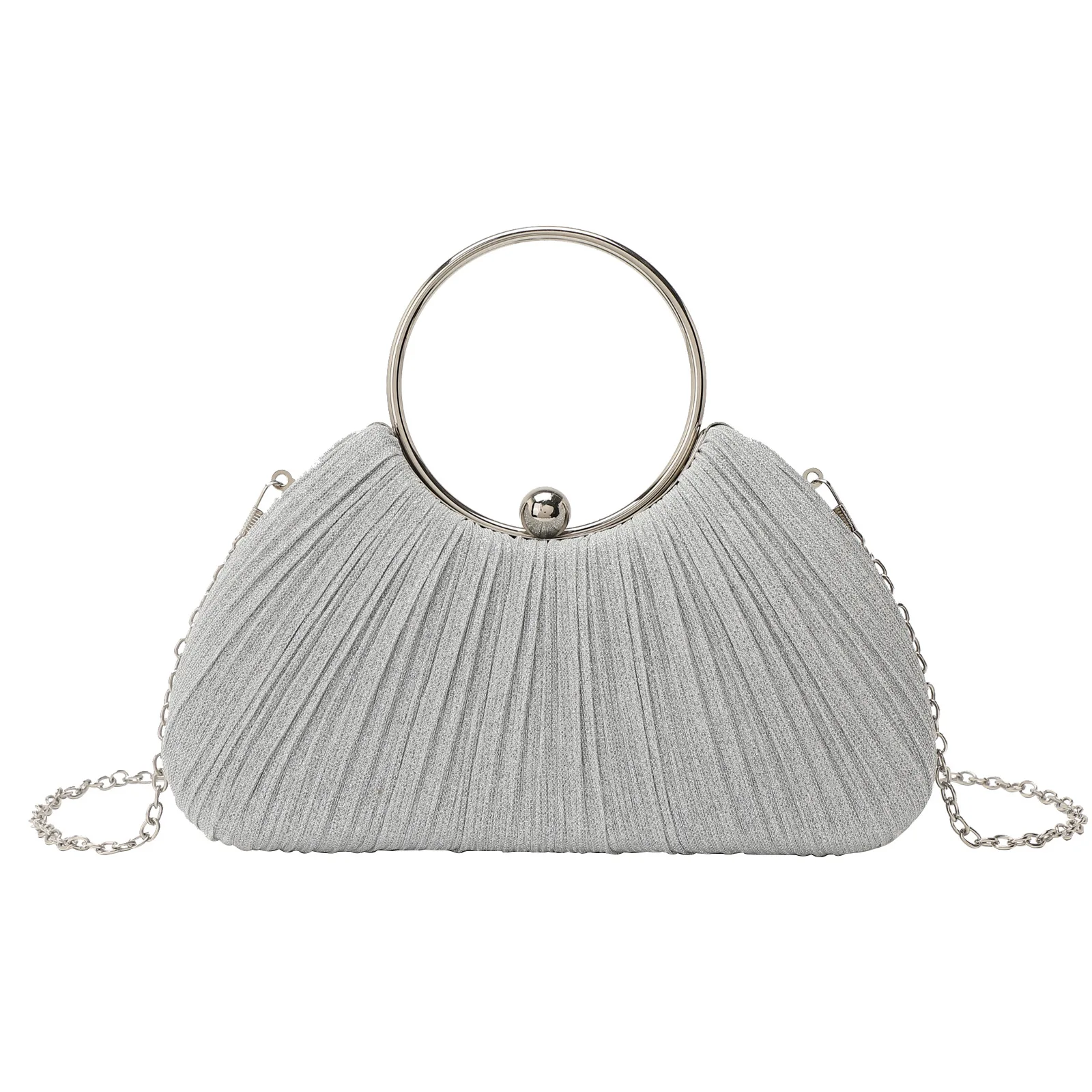 Новая модная женская плиссированная вечерняя сумочка-клатч для вечеринок с круглой ручкой, стильная сумка для платья
Новая модная женская плиссированная вечерняя сумочка-клатч для вечеринок с круглой ручкой, стильная сумка для платья