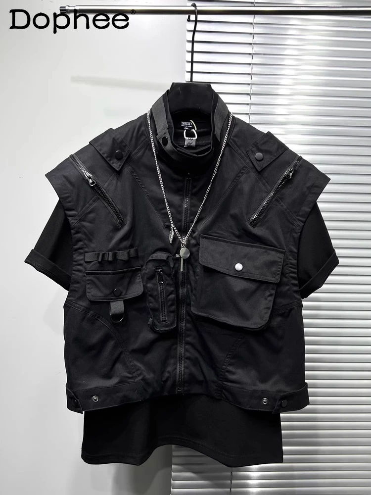 Fashion Vests Personality Multi-pocket Splicing Vest Men's 2025 Summer New Handsome Stand Collar Trendy Zipper Decoration Tops
Fashion Vests Personality Multi-pocket Splicing Vest Men's 2025 Summer New Handsome Stand Collar Trendy Zipper Decoration Tops