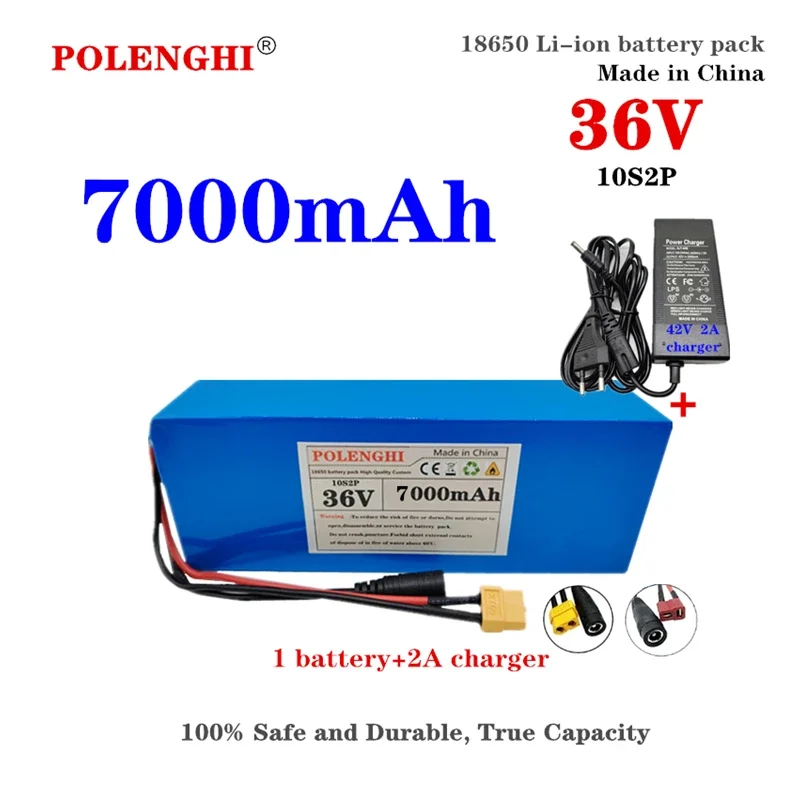 POLENGHI XT-60/T plug 10S2P 36V 7000mAh 18650 rechargeable lithium-ion battery pack with built-in BMS circuit protection board
POLENGHI XT-60/T plug 10S2P 36V 7000mAh 18650 rechargeable lithium-ion battery pack with built-in BMS circuit protection board