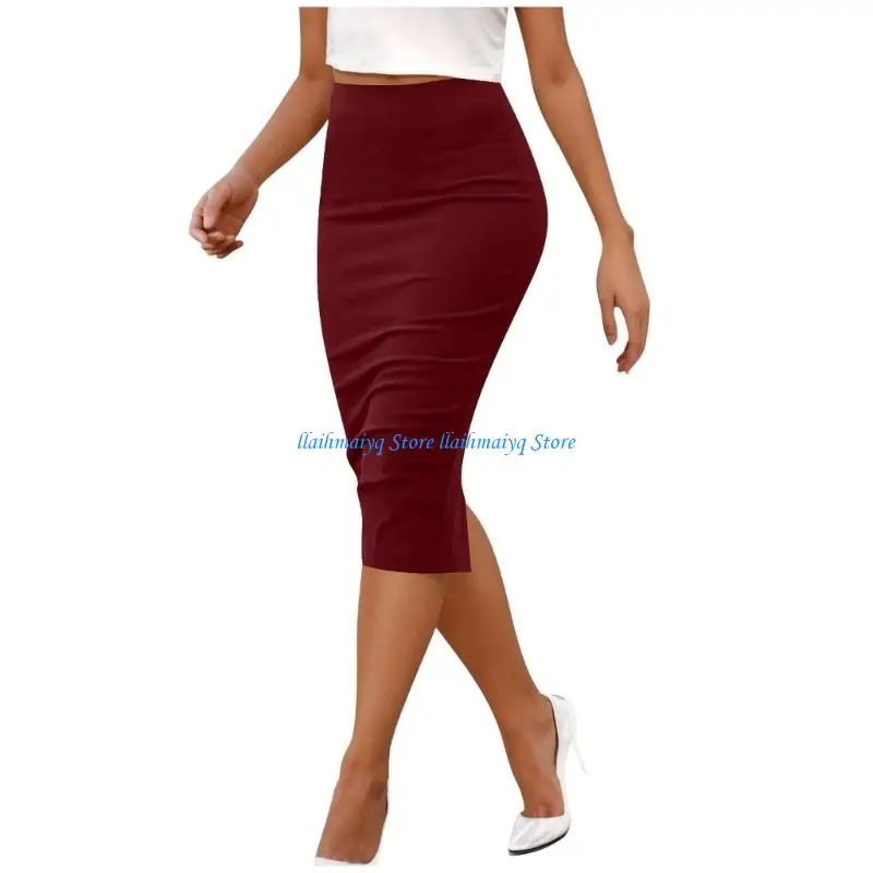 573B Women's work pencil skirt, stretchy, high-waisted, knee-length, slim-fitting, with a slit, suitable for both business and
573B Women's work pencil skirt, stretchy, high-waisted, knee-length, slim-fitting, with a slit, suitable for both business and