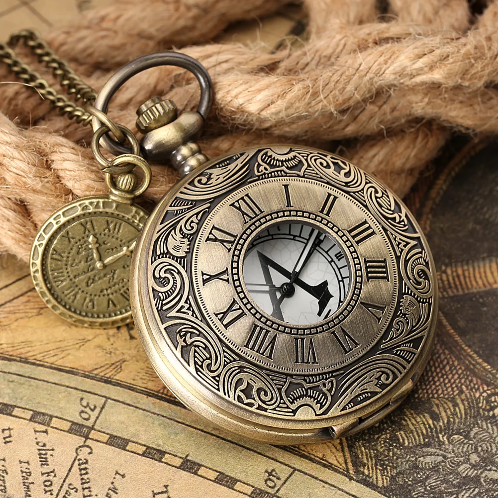 Roman Pocket Watch Vintage Bronze Quartz Pocket Watch with Accessories Men Women Pendant Chain Clock Practical Collectibles
Roman Pocket Watch Vintage Bronze Quartz Pocket Watch with Accessories Men Women Pendant Chain Clock Practical Collectibles