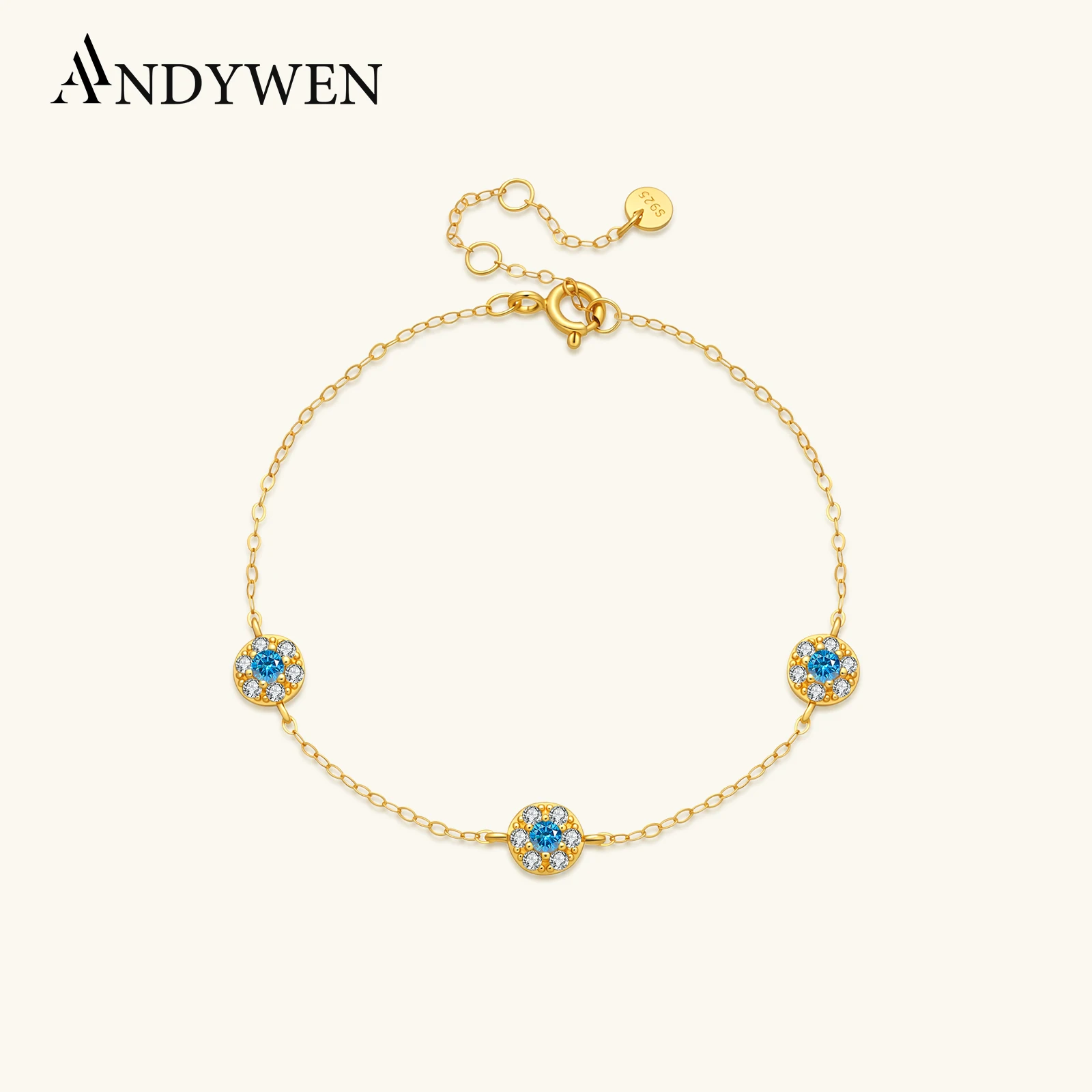 ANDYWEN 925 Sterling Silver Round Disc Aquamarine Blue Zircon CZ Bracelet, Dainty Pendant Sweet Daily Women Jewelry Gift
ANDYWEN 925 Sterling Silver Round Disc Aquamarine Blue Zircon CZ Bracelet, Dainty Pendant Sweet Daily Women Jewelry Gift