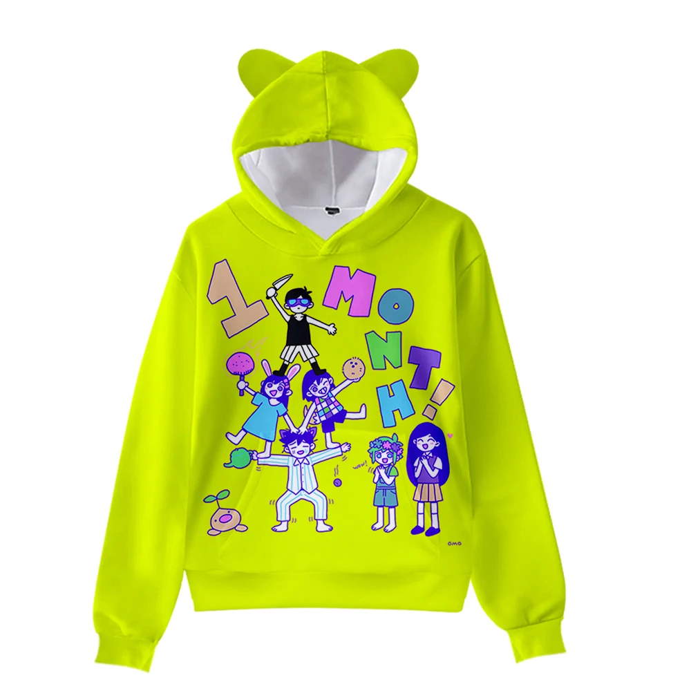 

Sweatshirts Anime Hoodies All-match Kawaii Children Hoodies Cat Ear Cosplay Omori Hoodie Harajuku Boy Girls