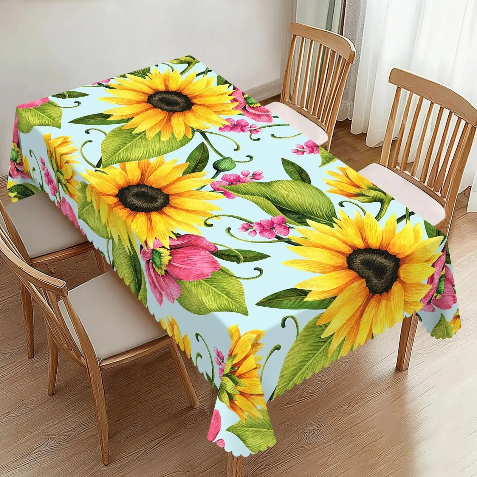 Sunflower Pattern Table Cover Waterproof Polyester 2D Flat Printed Durable Tablecloth For Indoor Outdoor Everyday Dining Use
Sunflower Pattern Table Cover Waterproof Polyester 2D Flat Printed Durable Tablecloth For Indoor Outdoor Everyday Dining Use
