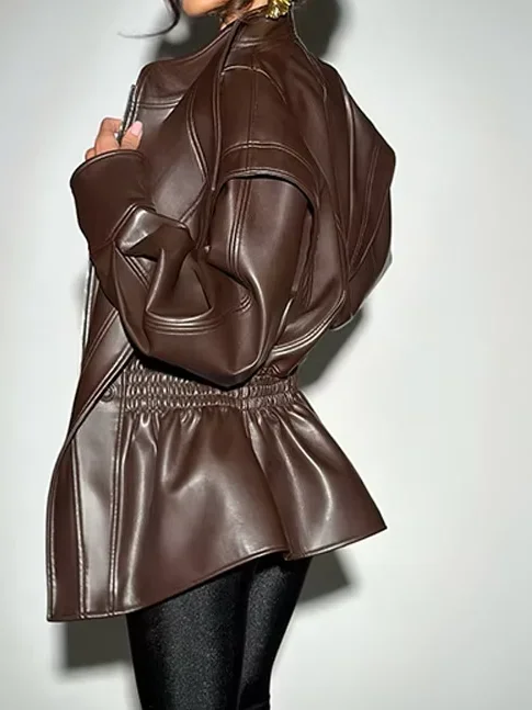 Fashion Solid Faux Leather Jacket Women Turn-down Collar Zipper Front Puffy Sleeves Stylish Coat 2025 Female Winter Outerwear
Fashion Solid Faux Leather Jacket Women Turn-down Collar Zipper Front Puffy Sleeves Stylish Coat 2025 Female Winter Outerwear