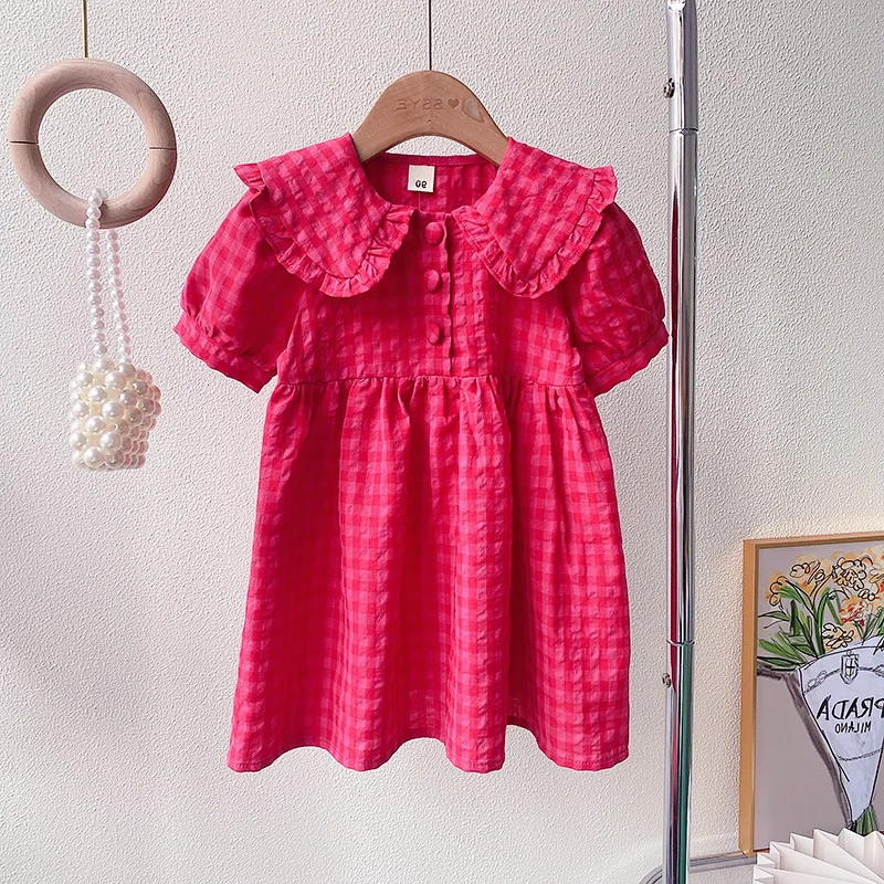 Girls' Dress Doll Collar Plaid Buttoned Princess Dress25Summer New Foreign Trade Children's Wear Delivery
Girls' Dress Doll Collar Plaid Buttoned Princess Dress25Summer New Foreign Trade Children's Wear Delivery