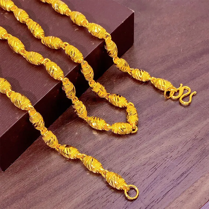 Luxury 24K 9999 Men's solid olive necklace, high-end and elegant, with a large gold chain that won't fade for a long time
Luxury 24K 9999 Men's solid olive necklace, high-end and elegant, with a large gold chain that won't fade for a long time