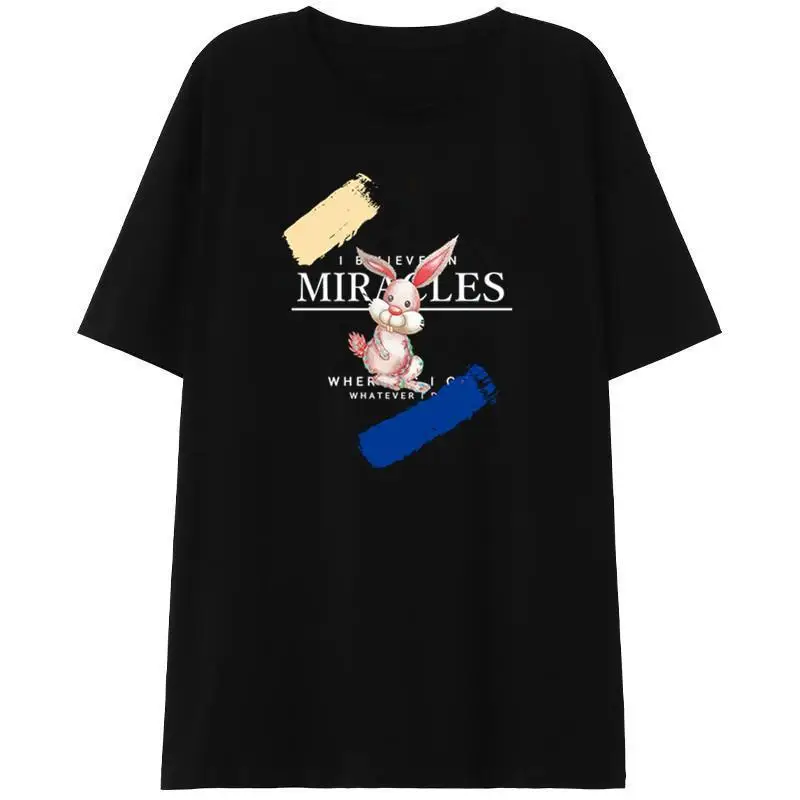 Summer New 2023 Women Short Sleeve T Shirt Cartoon Rabbit Print Harajuku Casual Tee Black Tees Tops Y2k
Summer New 2023 Women Short Sleeve T Shirt Cartoon Rabbit Print Harajuku Casual Tee Black Tees Tops Y2k