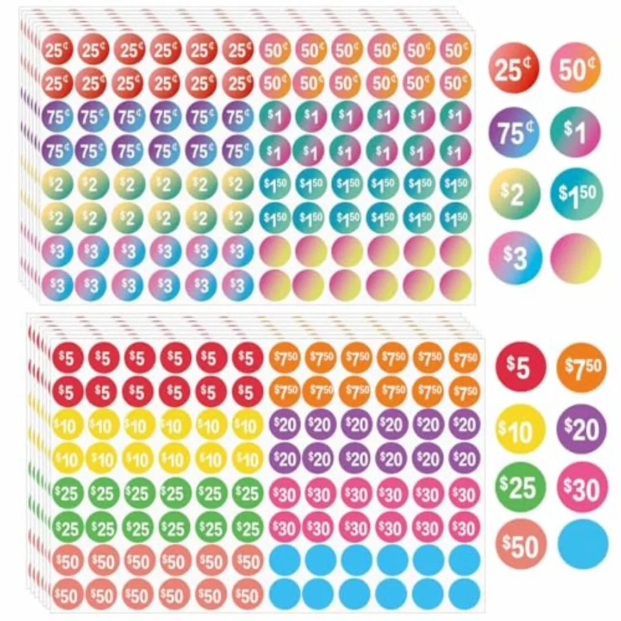 2304 Pcs Yard Sale Price Stickers, 14 Types Pre-Printed Price Tags, Garage Sale Price Sticker for Garage Sale Supplies, Neon Pr
2304 Pcs Yard Sale Price Stickers, 14 Types Pre-Printed Price Tags, Garage Sale Price Sticker for Garage Sale Supplies, Neon Pr