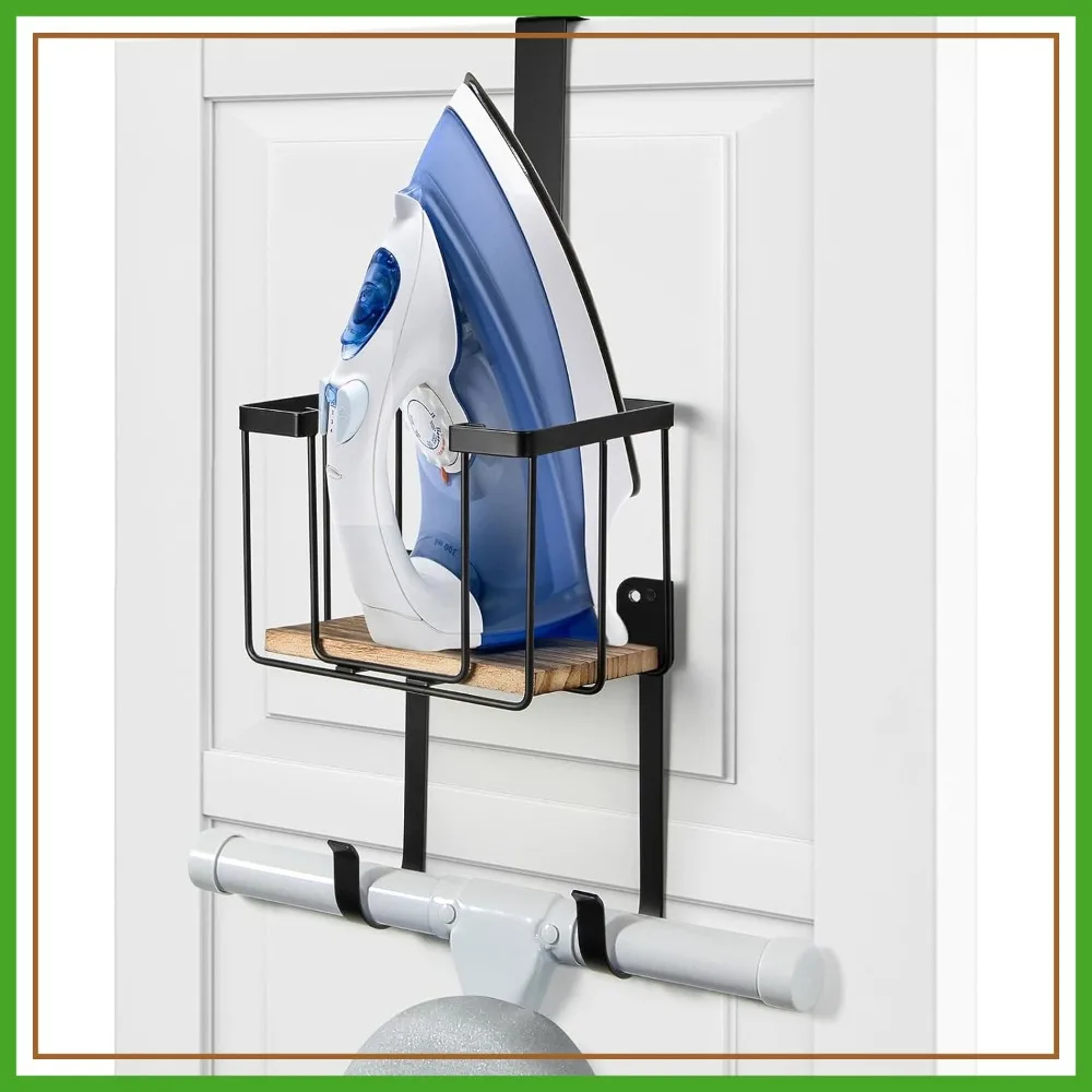 Wall Mount/Over The Door Ironing Board Holder with Large Storage Basket, Laundry Room Iron and Board Holder, Black
Wall Mount/Over The Door Ironing Board Holder with Large Storage Basket, Laundry Room Iron and Board Holder, Black