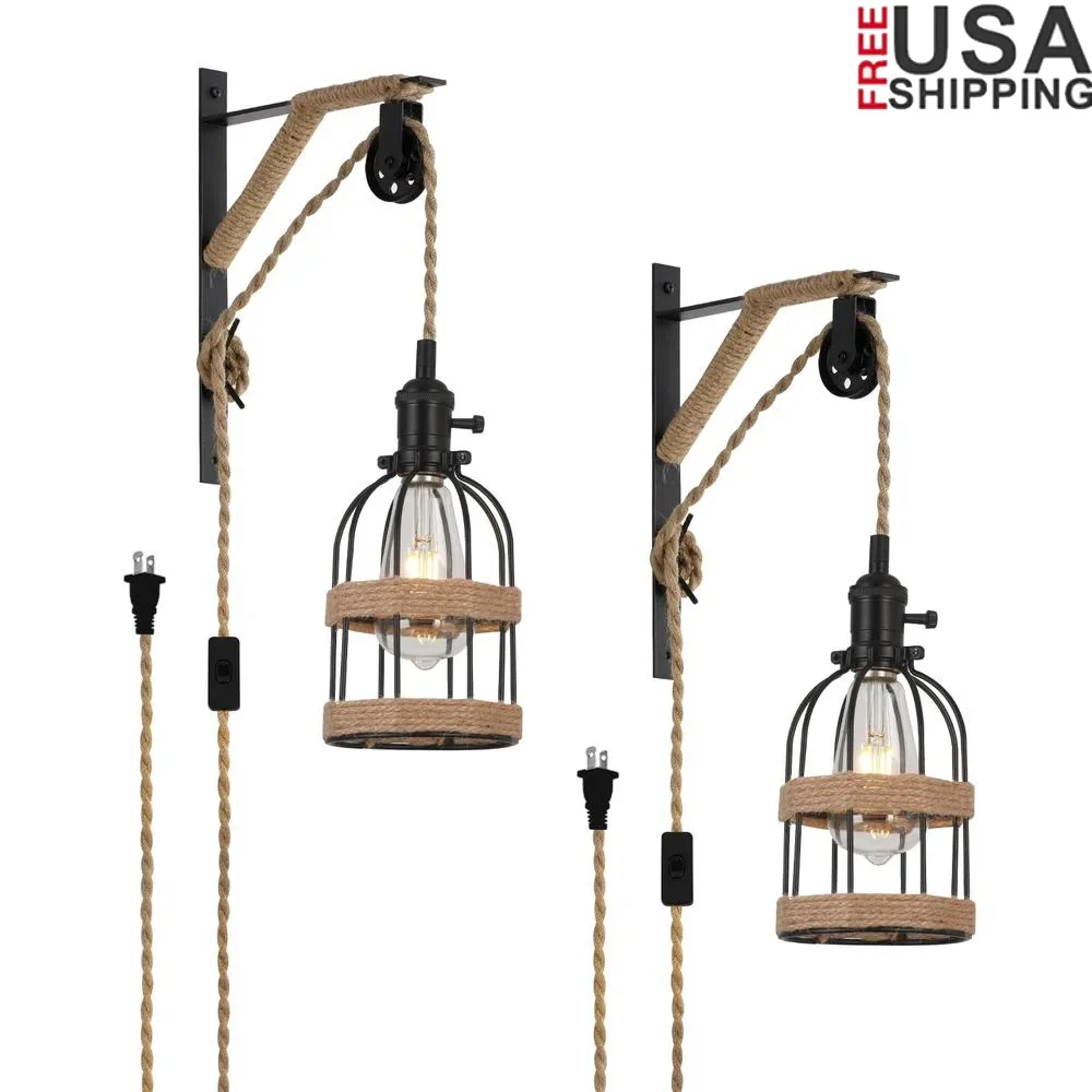 Farmhouse Plug in Pendant Light Set of 2 Industrial Metal Wall Sconce Height Adjustable Pulley Bedside Lamp Living Room Decor
Farmhouse Plug in Pendant Light Set of 2 Industrial Metal Wall Sconce Height Adjustable Pulley Bedside Lamp Living Room Decor