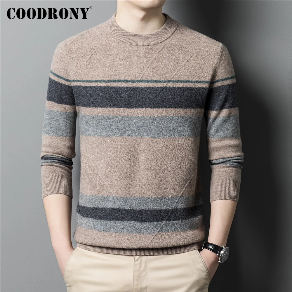 COODRONY/брендовый вязаный свитер из 100% мериносовой шерсти с круглым вырезом в полоску; Мужская одежда; Сезон осень-зима; Новое поступление; Классический пуловер Homme Z3046
COODRONY/брендовый вязаный свитер из 100% мериносовой шерсти с круглым вырезом в полоску; Мужская одежда; Сезон осень-зима; Новое поступление; Классический пуловер Homme Z3046