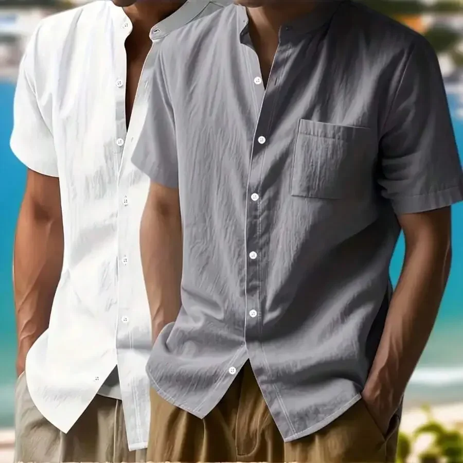 Mens Linen Short Sleeve Casual Shirt Solid Color Button Down Loose Fit Summer
Mens Linen Short Sleeve Casual Shirt Solid Color Button Down Loose Fit Summer