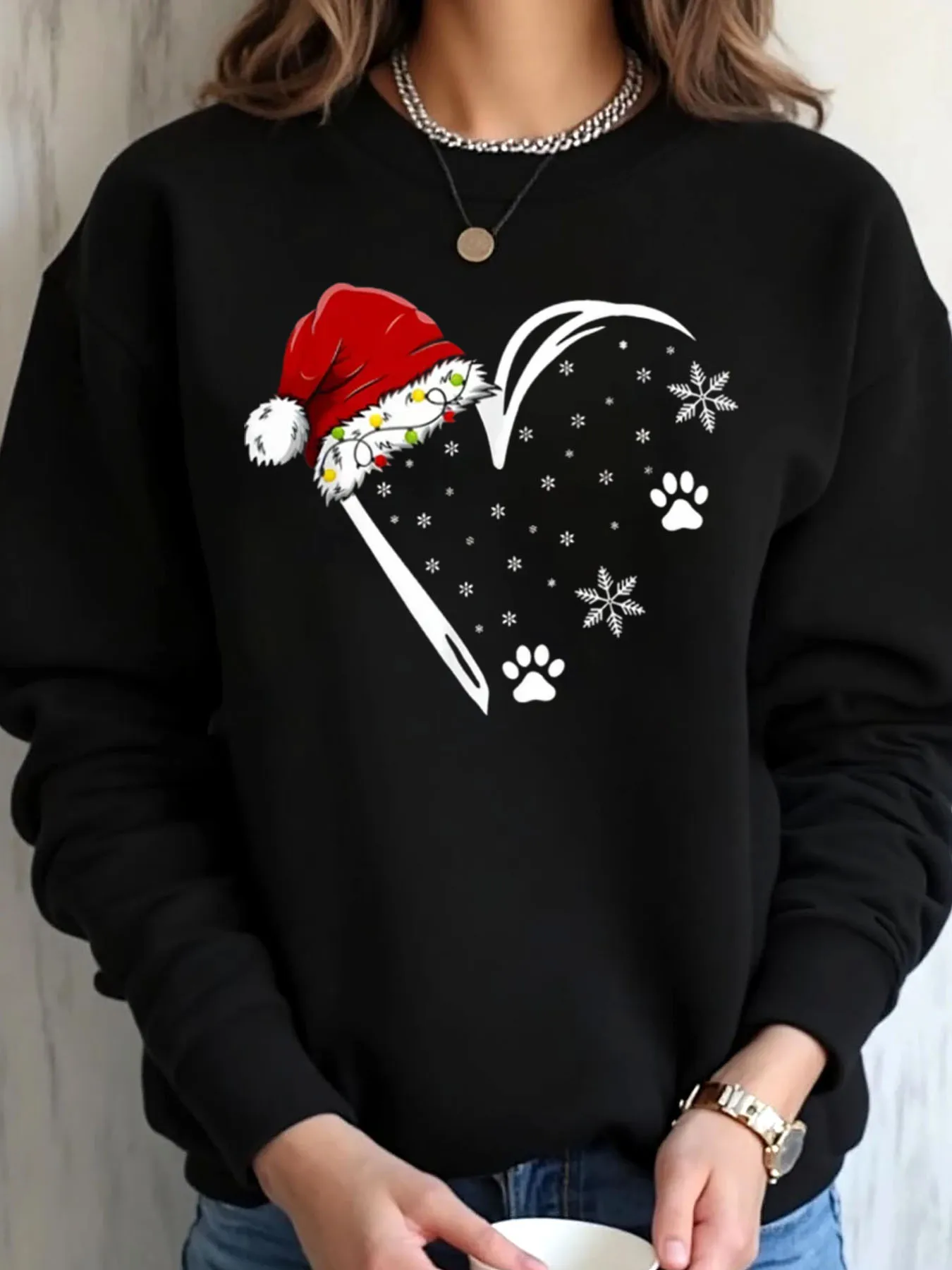 Женская толстовка большого размера с рождественским принтом кошачьей лапы и сердечками, уличная одежда
Женская толстовка большого размера с рождественским принтом кошачьей лапы и сердечками, уличная одежда