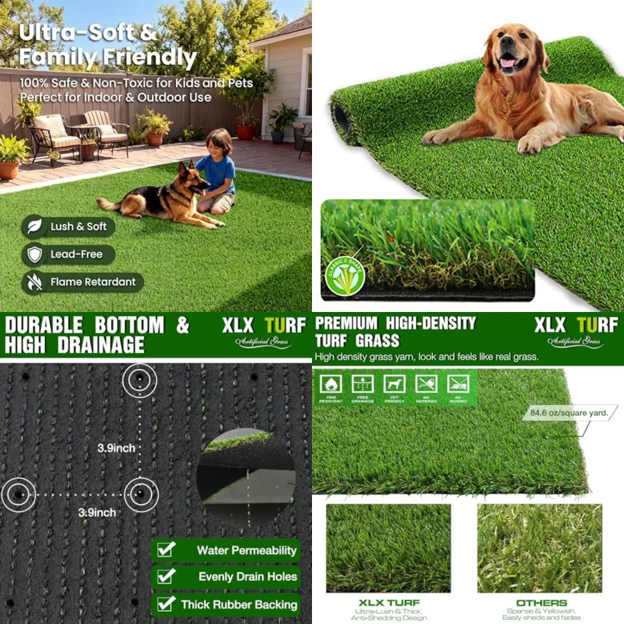 Realistic Artificial Grass Outdoor Rug - 3Feet x 5Feet, Pet Friendly Thick Fake Grass Mat for Dogs Patio Synthetic Lawn Landsca
Realistic Artificial Grass Outdoor Rug - 3Feet x 5Feet, Pet Friendly Thick Fake Grass Mat for Dogs Patio Synthetic Lawn Landsca