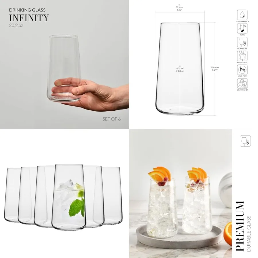 Drinking Glasses Set of 6.3 oz Large Juice Glasses Infinity Collection Modern Tapered Highball Tumblers, Cear Gassware for Cock
Drinking Glasses Set of 6.3 oz Large Juice Glasses Infinity Collection Modern Tapered Highball Tumblers, Cear Gassware for Cock