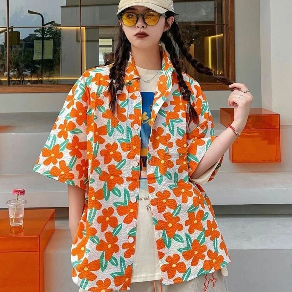 Fashion V-neck Floral Short Sleeve Shirts Y2K Button Up Flower Blouse Women Retro Loose Sweet Girls Shirts Beachwear
Fashion V-neck Floral Short Sleeve Shirts Y2K Button Up Flower Blouse Women Retro Loose Sweet Girls Shirts Beachwear