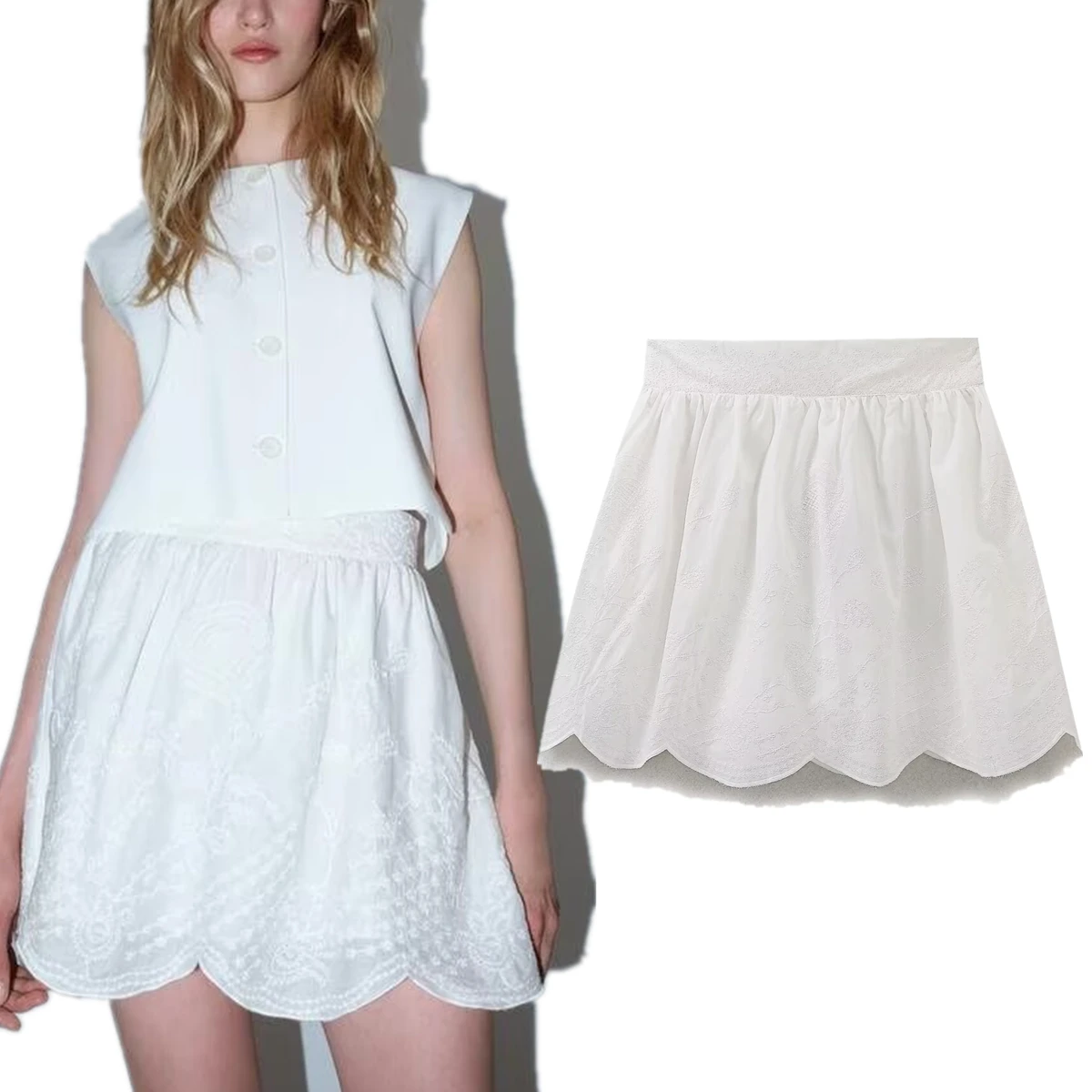 Maxdutti 2025 Summer Minimalist White Embroidered Skirt French Fashion Girl Retro Elegant Mini Skirt Women
Maxdutti 2025 Summer Minimalist White Embroidered Skirt French Fashion Girl Retro Elegant Mini Skirt Women