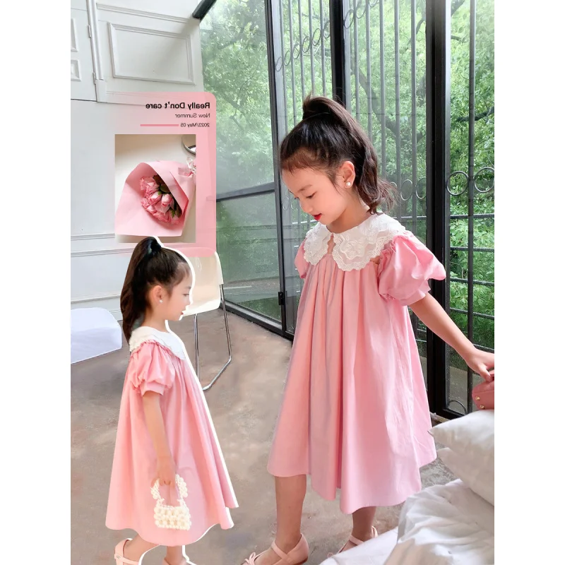 Girls' Summer Dress New Fashionable Sweet Lace Trim Turn-down Collar Princess Dress for Toddlers and Young Girls Wholesale
Girls' Summer Dress New Fashionable Sweet Lace Trim Turn-down Collar Princess Dress for Toddlers and Young Girls Wholesale