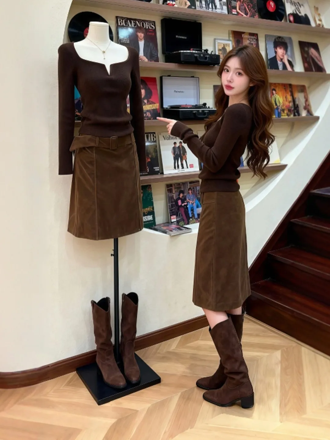 Retro Sweater Skirt Set Elegant Spring Fashion Two-Piece Ensemble Comfortable Long Sleeve round Neck High Waist Midi Skirt
Retro Sweater Skirt Set Elegant Spring Fashion Two-Piece Ensemble Comfortable Long Sleeve round Neck High Waist Midi Skirt