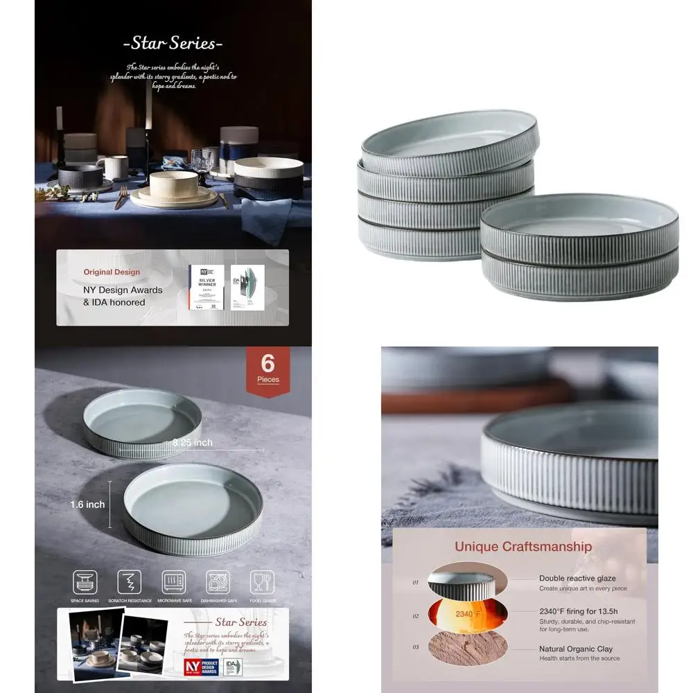 8.25 Large Pasta Dinner Bowls Set of 6, Smoky Blue Salad Plates, Shallow Bowls for Serving
8.25 Large Pasta Dinner Bowls Set of 6, Smoky Blue Salad Plates, Shallow Bowls for Serving