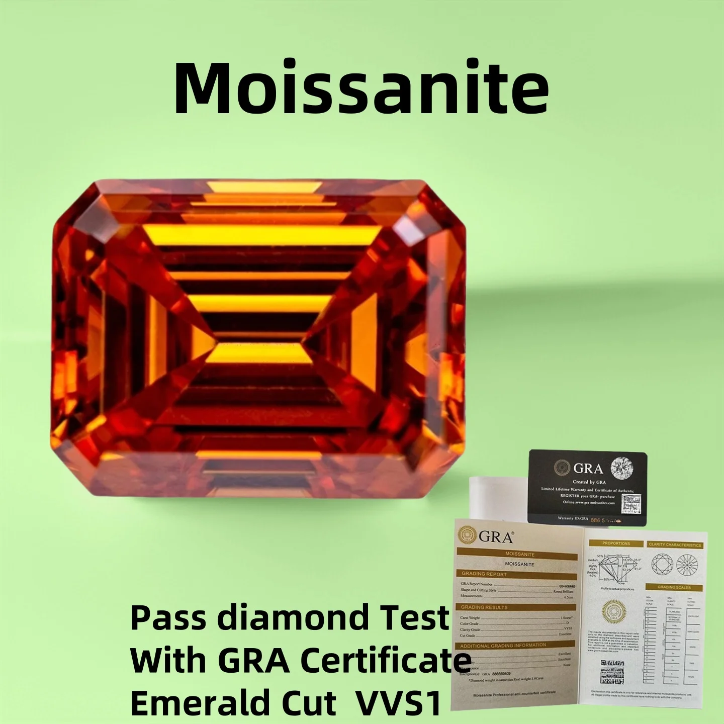 Loose Moissanite stone Emerald Cut VVS1 Orange color 0.5~10ct Sparking Pass Diamonds test with Certificate For Fine Jewelry
Loose Moissanite stone Emerald Cut VVS1 Orange color 0.5~10ct Sparking Pass Diamonds test with Certificate For Fine Jewelry