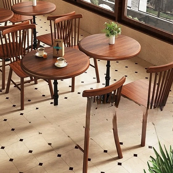 American retro cafe bar solid wood table and chair combination baking dessert milk tea shop table and chair
American retro cafe bar solid wood table and chair combination baking dessert milk tea shop table and chair