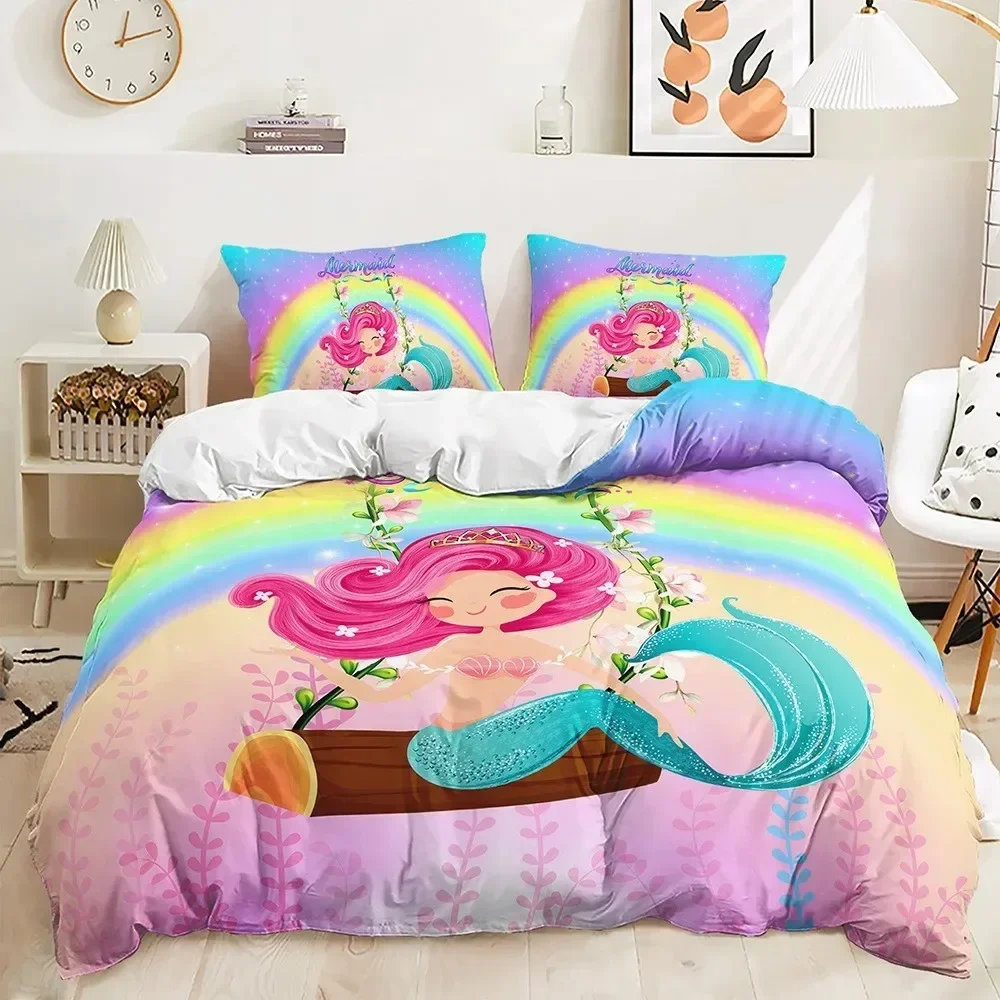Mermaid Beautiful Rainbow Bedding Set Polyester Duvet Cover Set Single Full Twin Queen Comforter Quilt Cover for Girls Women
Mermaid Beautiful Rainbow Bedding Set Polyester Duvet Cover Set Single Full Twin Queen Comforter Quilt Cover for Girls Women