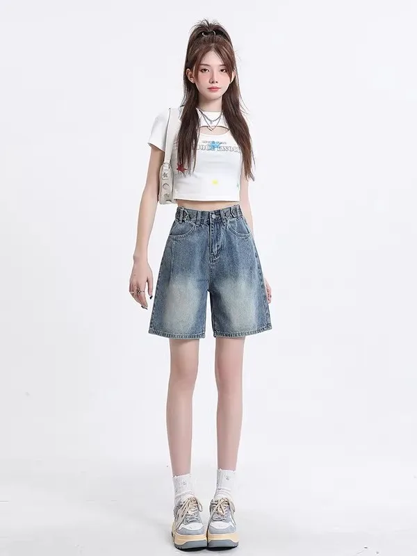 High Waist Loose Fit Five Inch Denim Shorts Women's Summer Thin Wide Leg Pants A-Line plus Size Jeans for plus Size Women
High Waist Loose Fit Five Inch Denim Shorts Women's Summer Thin Wide Leg Pants A-Line plus Size Jeans for plus Size Women
