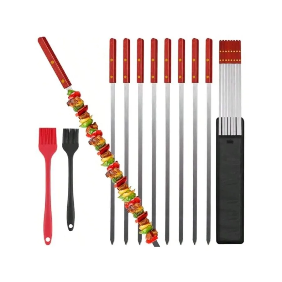 Fengzhe Kabob Skewers23 Inch Long X 0.5 Inch Wide Metal Stainless Steel BBQ Skewer With Wooden Handle For Shish Kebab Turkish G
Fengzhe Kabob Skewers23 Inch Long X 0.5 Inch Wide Metal Stainless Steel BBQ Skewer With Wooden Handle For Shish Kebab Turkish G